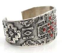Marian Denipah signed cuff bangle in 925 sterling silver