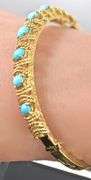 Pretty Vintage 14K Yellow Gold Turquoise Bracelet