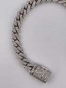 CERTIFIED 14K WHITE GOLD DIAMOND CUBAN LINK BRACELET.