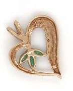 10kt Yellow gold emerald and diamond heart shaped pendant