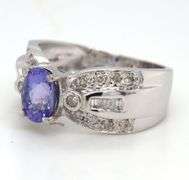 14kt White gold oval tanzanite and diamond ring
