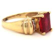 Gorgepus 14K YG Ring with Large Synthetic Ruby