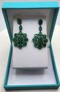 Handmade Elegant Earrings with 12.0ct Natural Colombian Emeralds & 1.5ct Diamond Accents