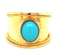 18kt Yellow gold wide cigar band with synthetic turquoise cab