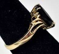 Vintage 10K Yellow Gold Black Spinel Gemstone and Diamond Ring