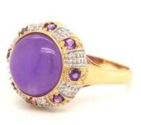 14kt Yellow gold Lavender Jade and amethyst ring