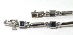 Contemporary 14K White Gold Sapphire & Diamond Bracelet