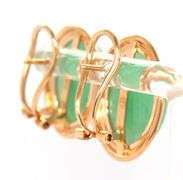 14kt Yellow gold green Jade cab earrings