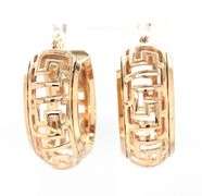 14kt Yellow gold Greek key hoop earrings