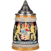 German Beer Stein with Metal Pewter Lid