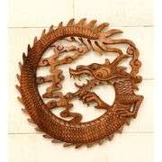 Hand-Carved Wooden Dragon Wood Relief