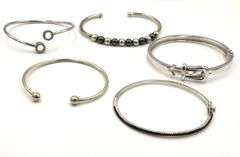 Group lot of 5 cuff bangles in 925 sterling silver
