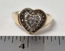 Loving 10K Yellow Gold Heart Diamond Cluster Ring