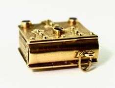 Incredible 18K Yellow Gold & Ruby Book-Like Fob/Locket