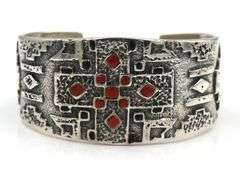 Marian Denipah signed cuff bangle in 925 sterling silver