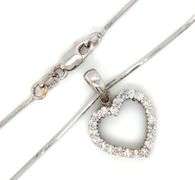 14kt White gold diamond heart shaped pendant on chain