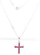 14kt White gold 0.60ctw Ruby cross pendant on chain