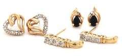 3 Pairs of 10kt Yellow gold earrings