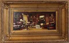Framed Painting of a Classic Richly decorated Home Library  by Siu Ho Lee
