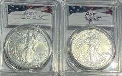 2024 W & 2025 W Choice Unc Silver Eagles.