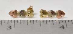 Adorable 14K Tri-Gold Heart Earrings