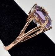 Stunning 14K Rose Gold Amethyst Gemstone Ring