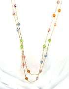 14kt Yellow gold double row multi stone necklace
