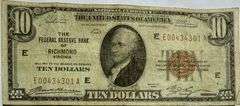 $10 Fed Reserve Bank Richmond Series 1929 Brown Seal National.