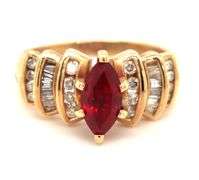 Lovely Estate 14K YG Ruby and Diamond Ring