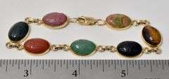 Fantastic 14K Yellow Gold Scarab Beetle Multi-Gemstone Bracelet