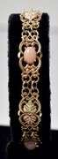 Captivating 10K Yellow Gold Pink Chalcedony Gemstone Leaf designed Bracelet