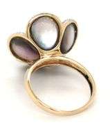 14kt Yellow gold grey flower ring with diamond accents
