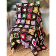Handmade Crochet Square Boho Throw Blanket