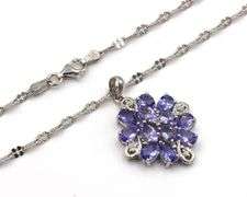 925 Sterling Silver Amethyst Cluster Necklace