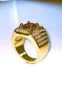 Impressive Mens 14 Kt Yellow Gold Plated 4.5 Ct Lab Simulated Ruby Diamond Ring