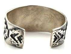 Marian Denipah signed cuff bangle in 925 sterling silver