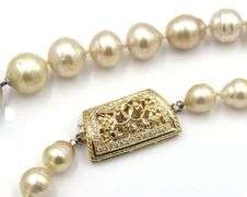 Baroque pearl and diamond graduated necklace