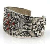 Marian Denipah signed cuff bangle in 925 sterling silver