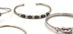 Group lot of 5 cuff bangles in 925 sterling silver