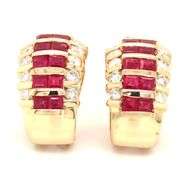 14kt Yellow gold 3.30ctw Ruby and diamond earrings