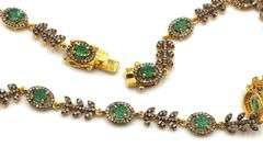 Darling 22.20CTW Emerald-Cut Natural Emerald & 6.00CTW Diamond Necklace in 14K Gold Plated Sterling 