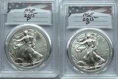 Two 2015 Uncirculated Silver Eagles