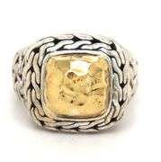 John Hardy two tone classic chain Palu Signet ring