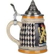 German Beer Stein with Metal Pewter Lid