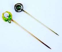 2 Antique 14K Gold Stick Pins