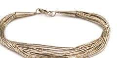 Set of 925 sterling silver multi strand necklace, bracelet and dangle earrings