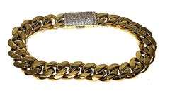 Huge 50 Gram Yellow 14 Kt Gold Plate Cuban Curb Link Bracelet