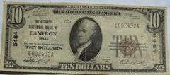 $10Citizens Natl Bank Cameron Texas Series 1929 Brown Seal Nationa