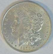 Choice BU 1878-P (Reverse of 1879) Morgan Silver Dollar. Light golden patina