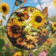 Sunflower Stained Glass Suncatcher